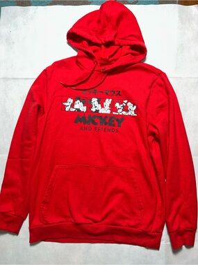 Mickey and Friends red hoodie with Japanese graphics size medium